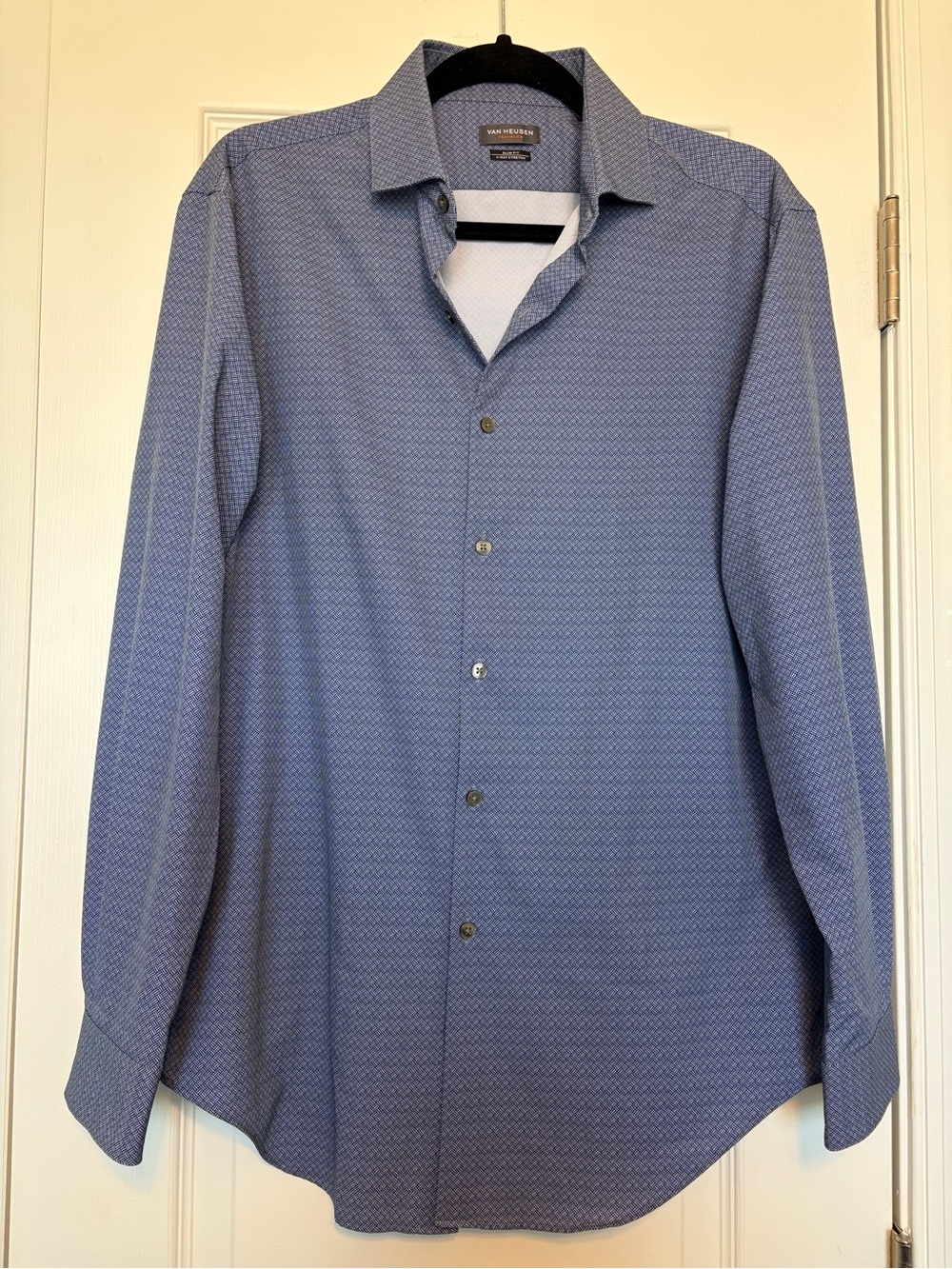Van Heusen Traveler Slim Fit Dress Shirt Blue 4-Way Stretch Men's M